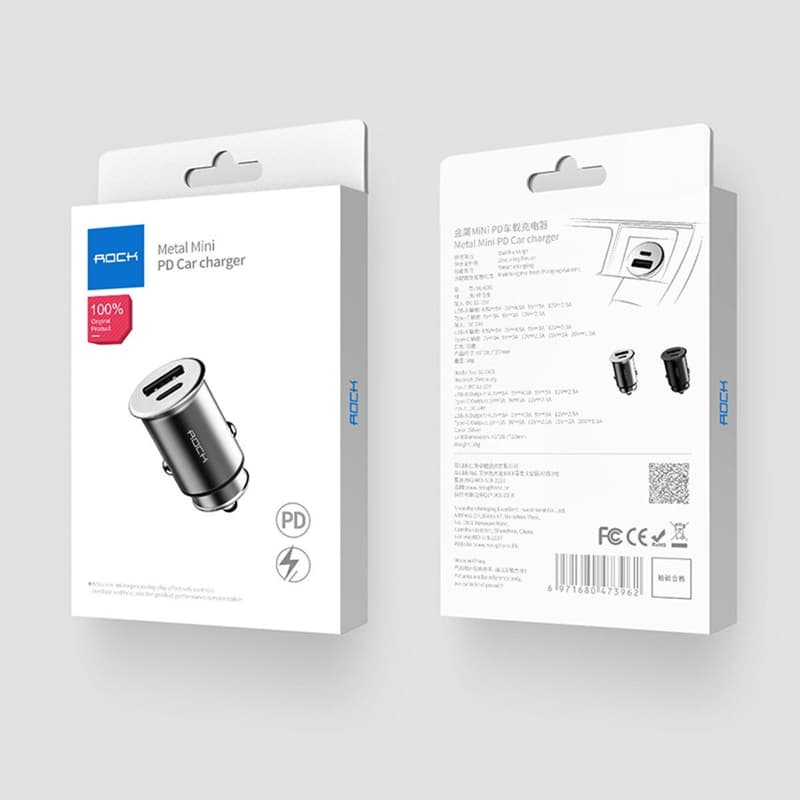 ROCK 30W Dual Ports QC4.0 PD3.0 Type C Fast Car Charger For iPhone XS Xiaom