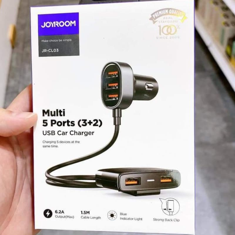 JOYROOM 6.2A Multi 5 Ports USB Smart Car Charger